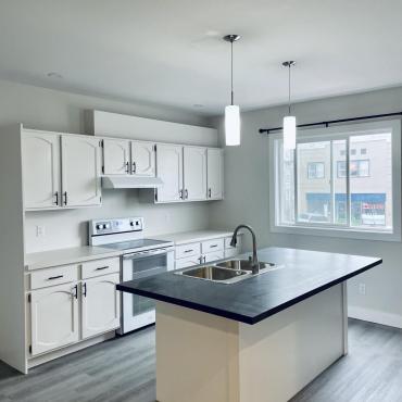Kitchen, with island installed